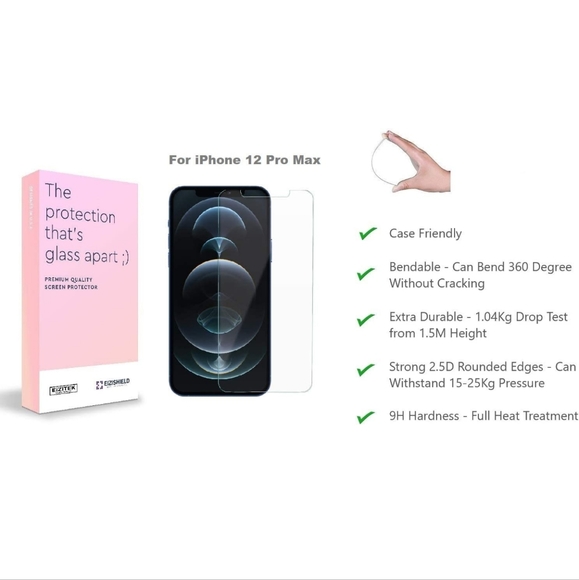 Highest Quality Tempered Glass Screen for Apple iPhone 12 Pro Max - Picture 2 of 5